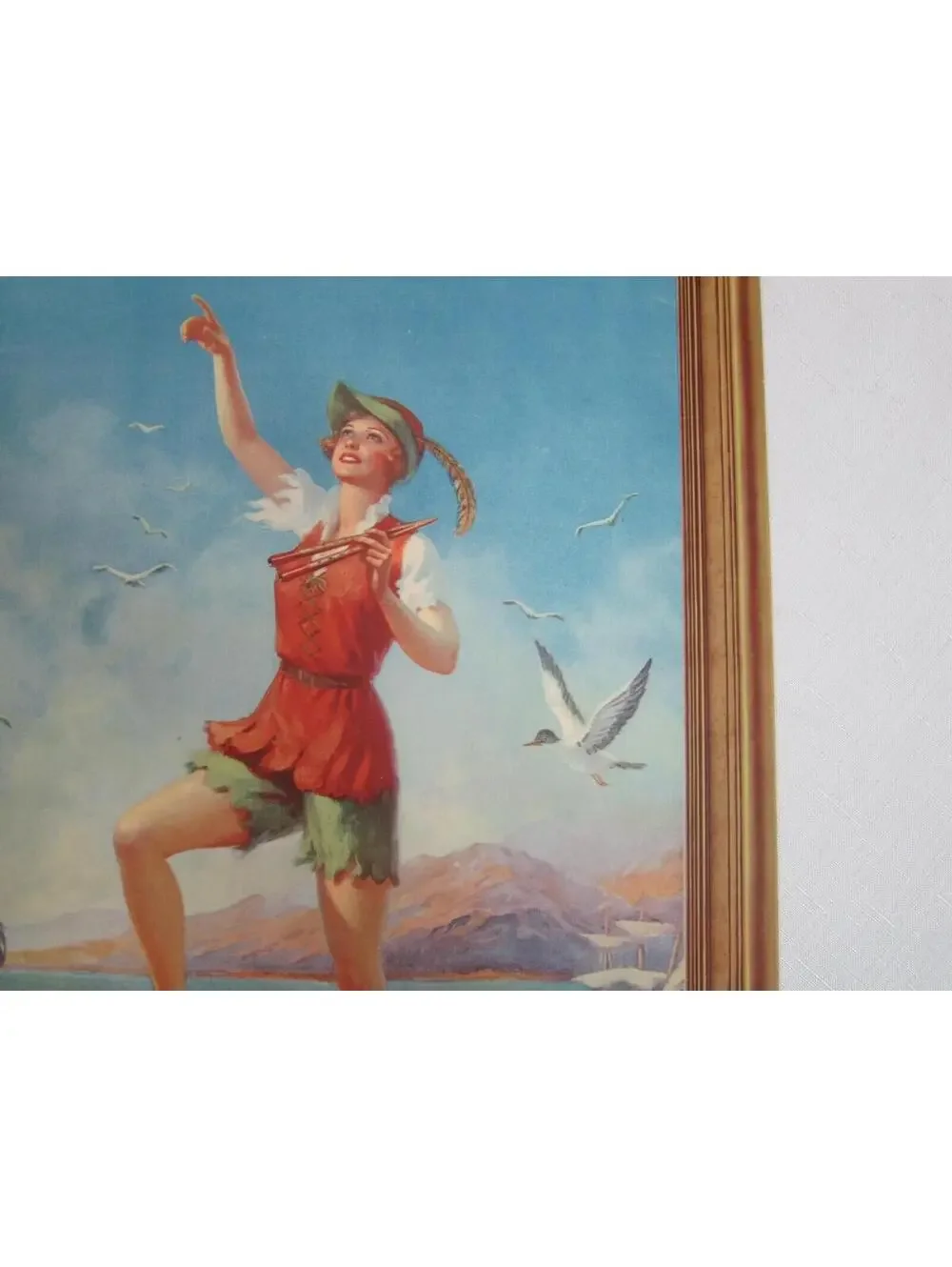 Vintage 1935 Peter Pan Litho Print Fantasy Illustration Art Deco Eggleston 16x12